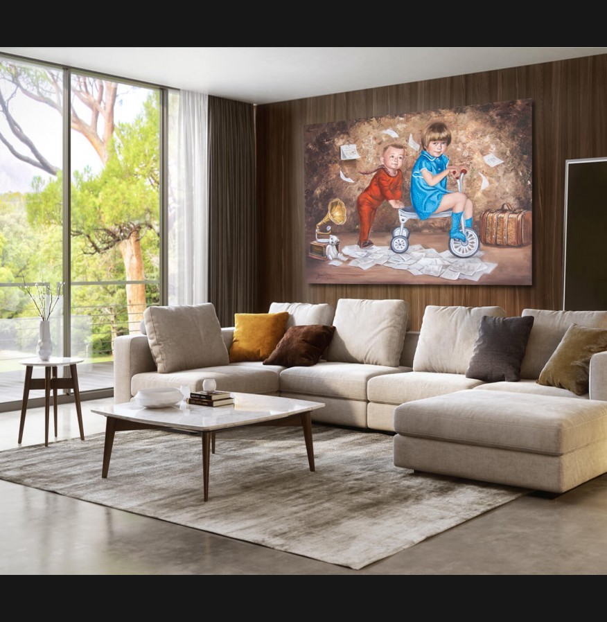 Kids & Memories "Young Cyclists" - Print on Canvas