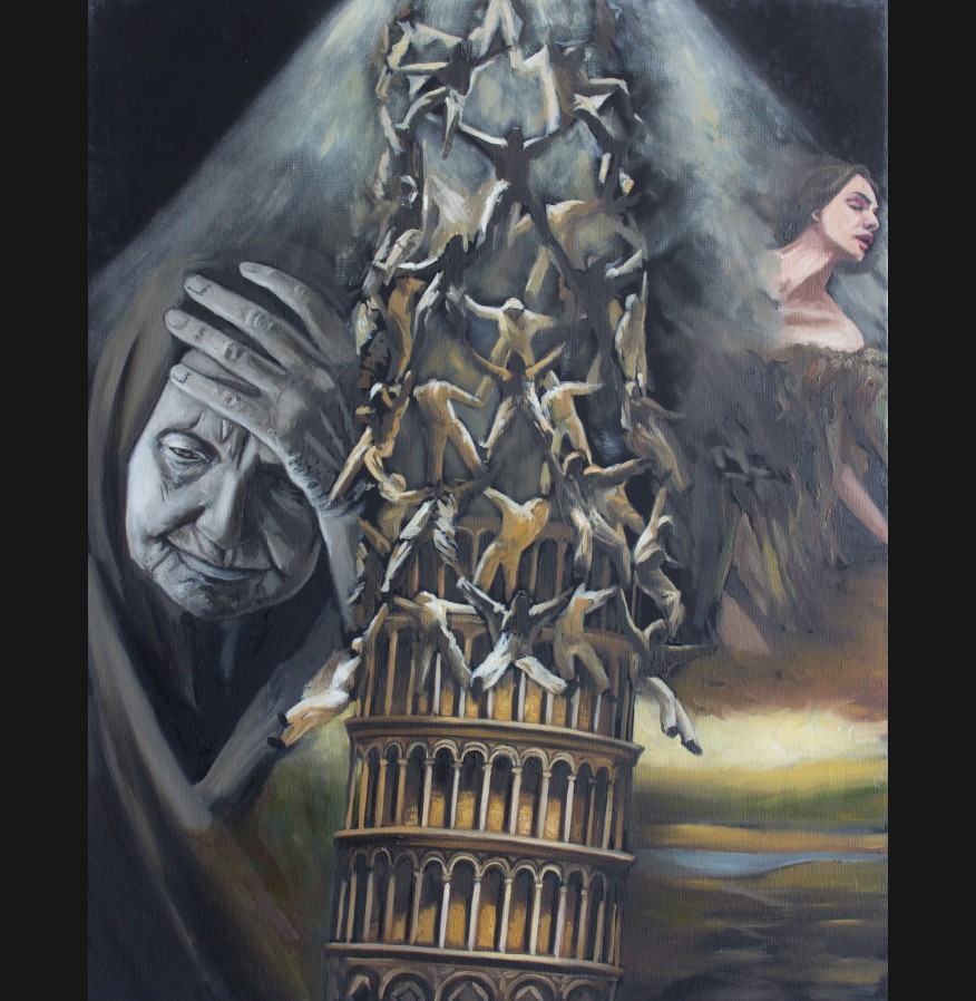The Major Arcana Tarot Card "The Tower XVI" - Print on Canvas The Major Arcana Tarot Card "The Tower XVI" - Print on Canvas